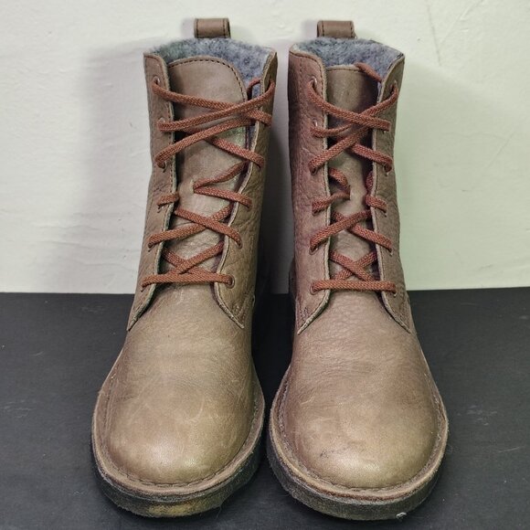 Clarks Maru Elsa 26119103 Womens Brown Leather Lace Up Ankle Booties Boots Crepe - Picture 3 of 12